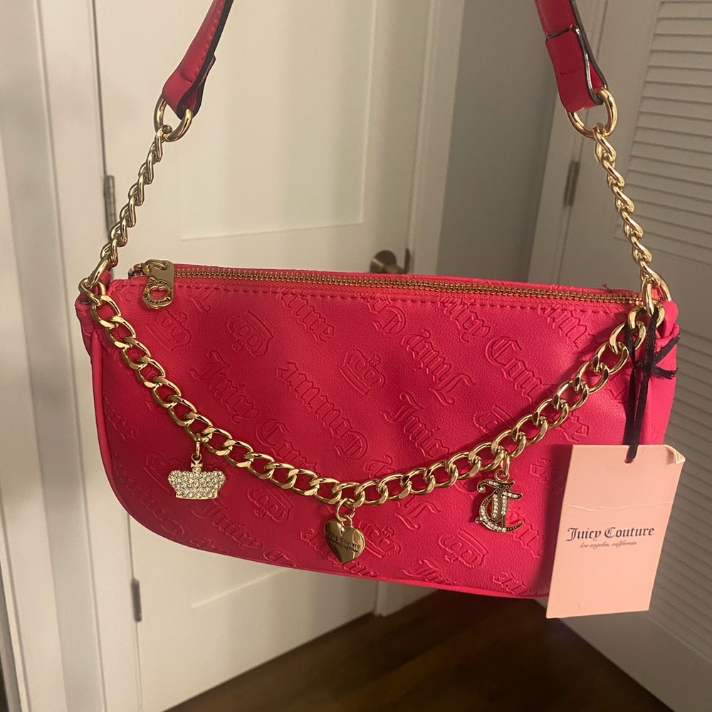 Juicy Couture Fuchsia Shoulder Bag with Gold Chain